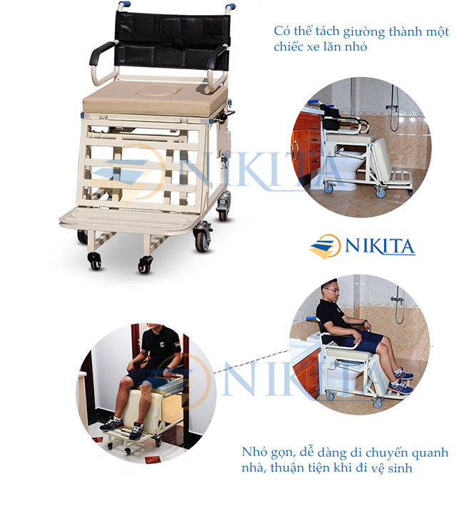 Chức năng tiện lợi linh hoạt của xe lăn giường DCN09