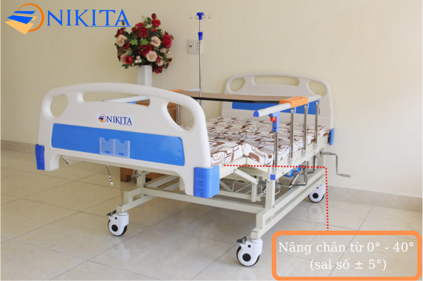 Tay quay thứ hai giường bệnh 4 tay quay nghiêng trái phải NIKITA NKT-DCN04