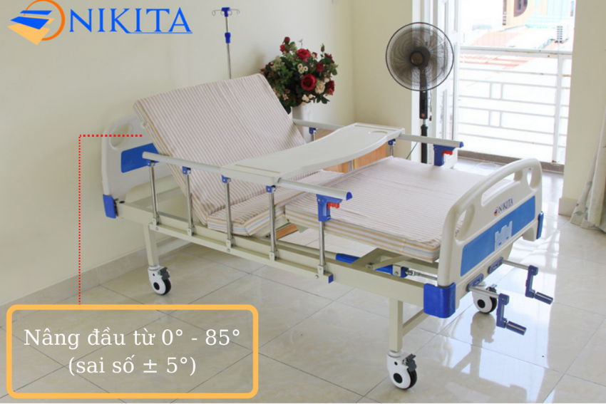 tay quay nâng hạ lưng giường y tế Nikita NKT-DCN02X