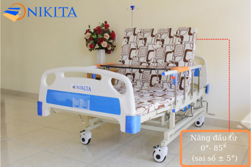 Tay quay thứ nhất giường bệnh 4 tay quay nghiêng trái phải NIKITA NKT-DCN04